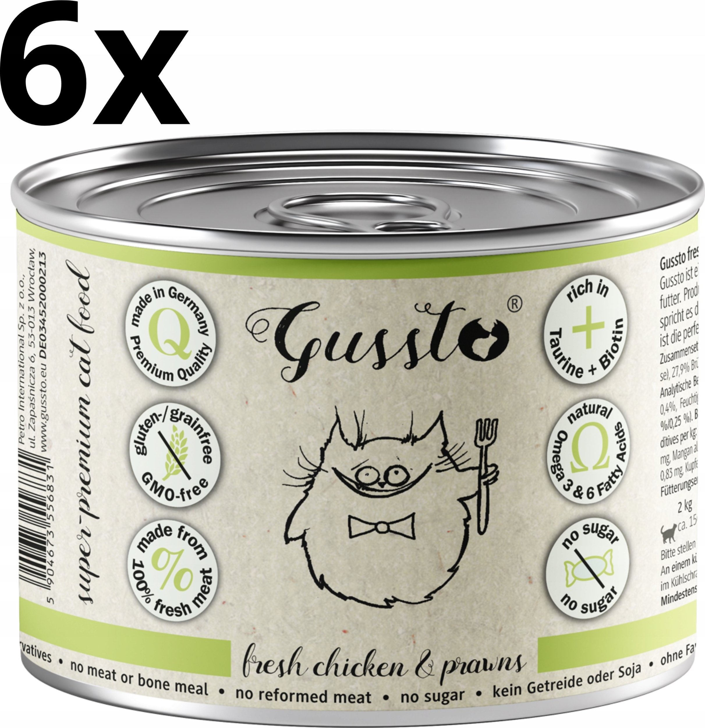 GUSSTO pusz.200g FRESH CHICKEN & PRAWNS /6 Pokarm dla kota z KURCZAKIEM I KREWETKAMI