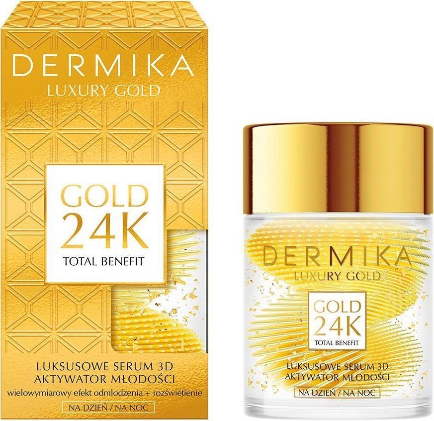Dermika Luxury Gold 24K Total Benefit Luksusowe serum 3D - aktywator młodości na dzień i noc 60g