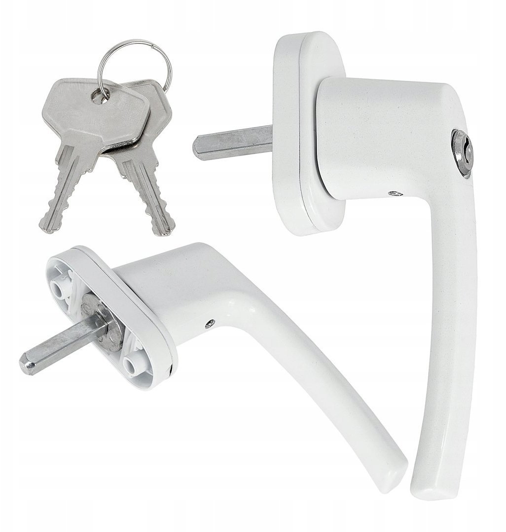 Klamka aluminiowa okienna z zamkiem na kluczyk (100)