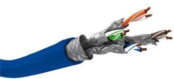 CAT 7A kabel sieciowy, S/FTP (PiMF), niebieski - Długość kabla 50 m