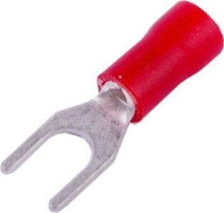 Końcówka widełkowa izolowana M4 czerwona 100szt SGE