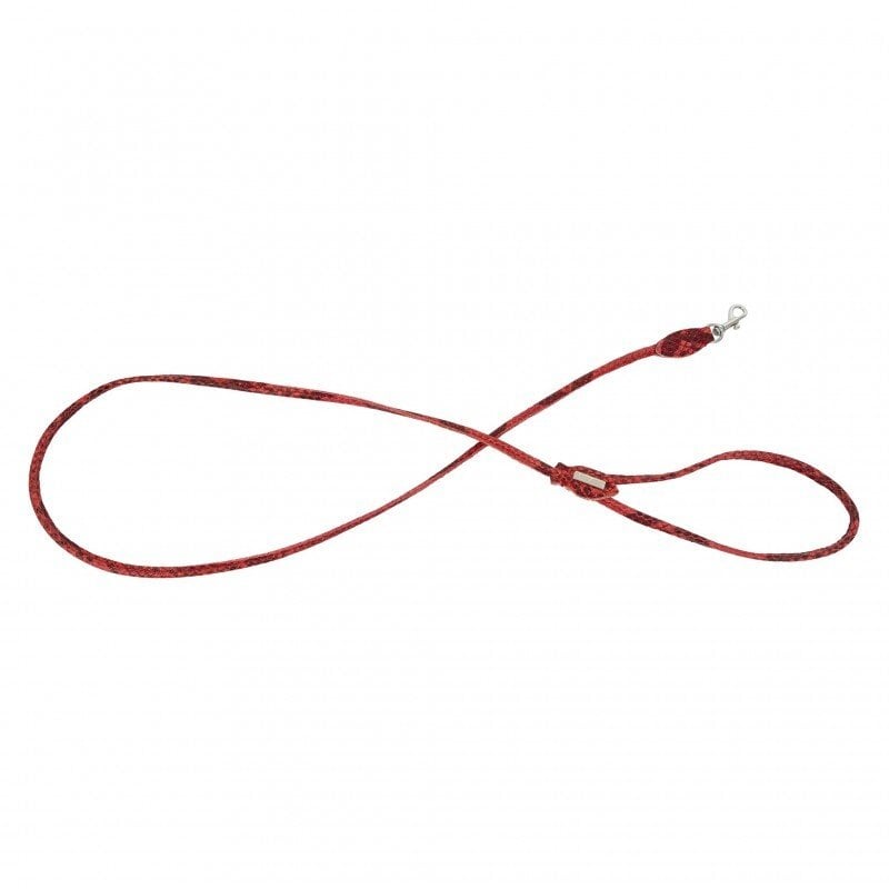 Smycz dla psa okrągła, Serpente, czerwona, skórzana nikiel, 8mm/120cm