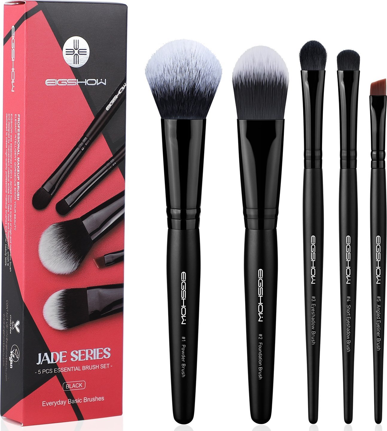 Eigshow Beauty Zestaw pędzli Jade Series-5 sztuk Essential brush zestaw Black