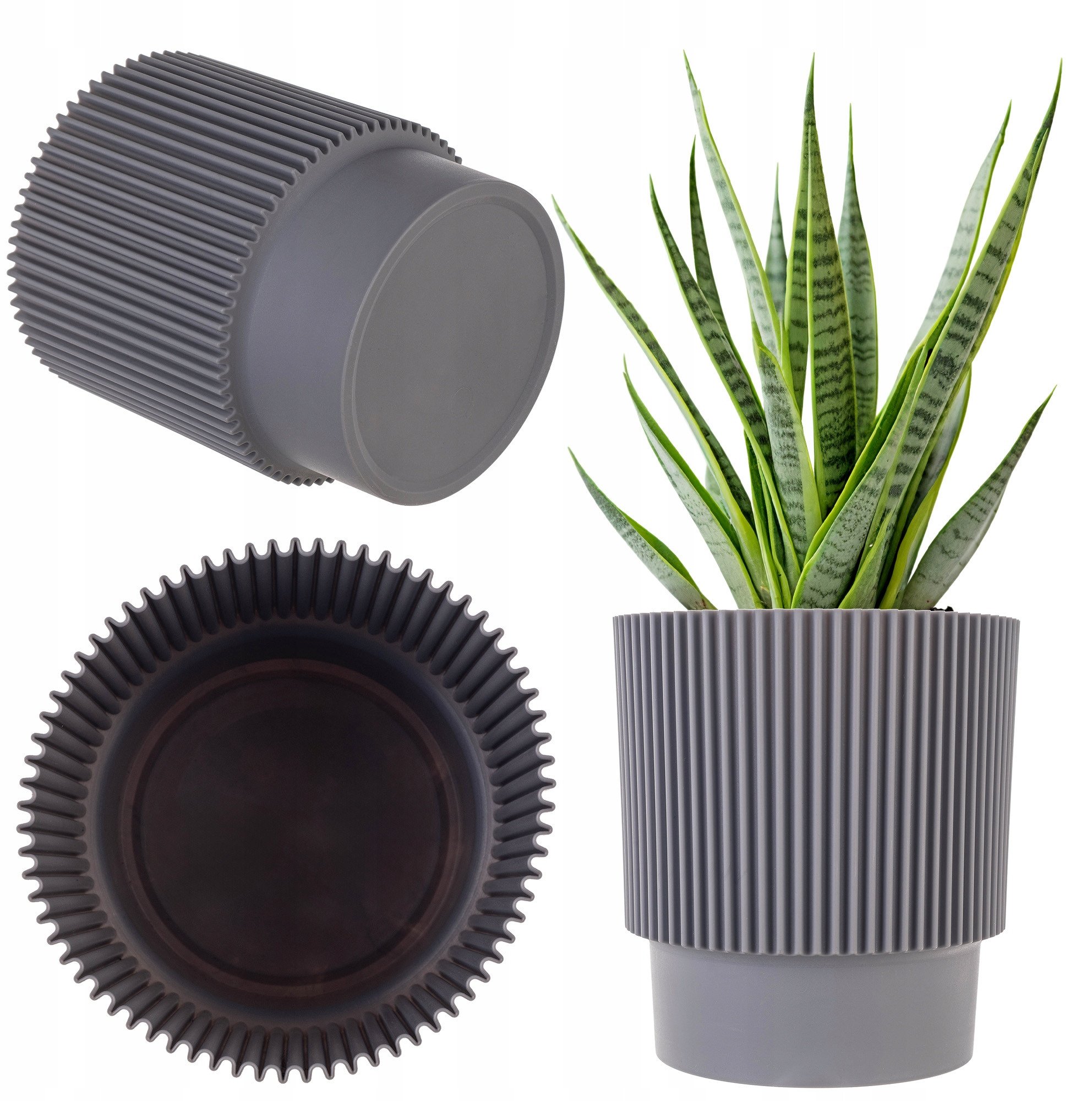 KADAX Doniczka Donica Na Kwiaty 17cm Osłonka Rośliny Kwietnik Plastikowa szara