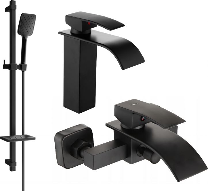 Mexen Mexen Aries DQ62 zestaw wannowy, czarny - 744803DQ62-70