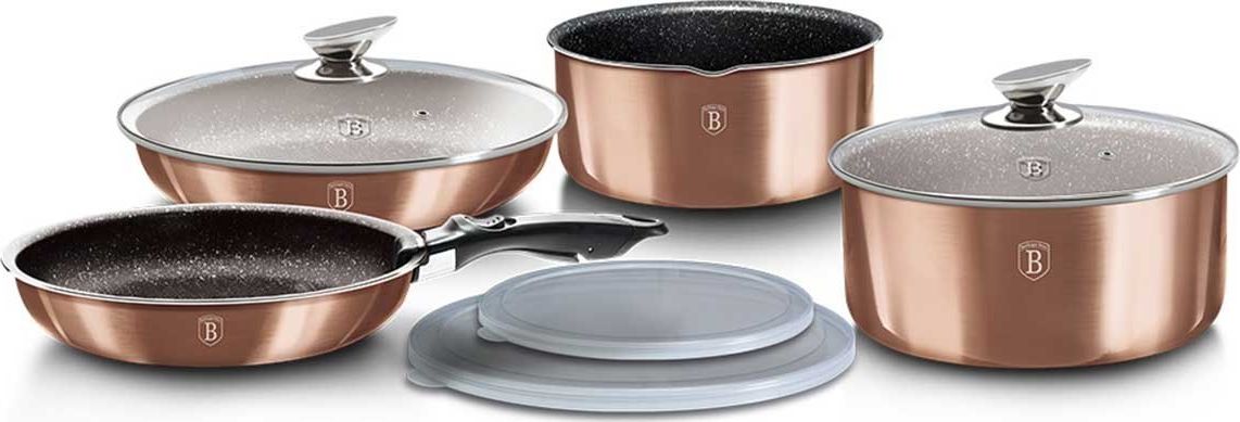 Berlinger Haus KOMPLET GARNKÓW 9-ele CLICK COOK BERLINGER HAUS METALLIC LINE ROSE GOLD BH-6147