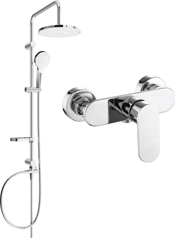 Zestaw prysznicowy Mexen Mexen Erik zestaw prysznicowy natynkowy z deszczownicą i baterią prysznicową Milo, chrom - 71340205-00