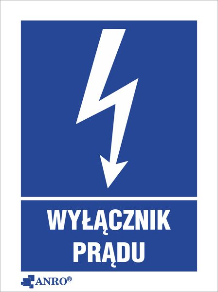 ANRO Tabliczka Wyłącznik prądu 52 x 74mm (8EIA/Q1/F)