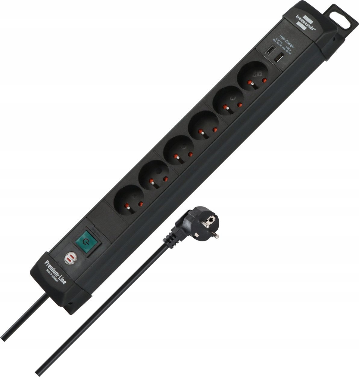 BRENNENSTUHL LISTWA ZASILAJĄCA “PREMIUM-LINE“ 6 GN 3M CZARNA, USB-C PD 30W, USB-A 18W