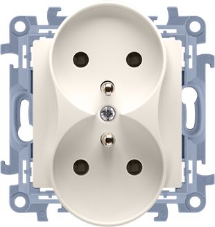 Kontakt-Simon Gniazdo podwójne Simon 10 z uziemieniem 16A kremowy (CGZ2MZ.01/41)