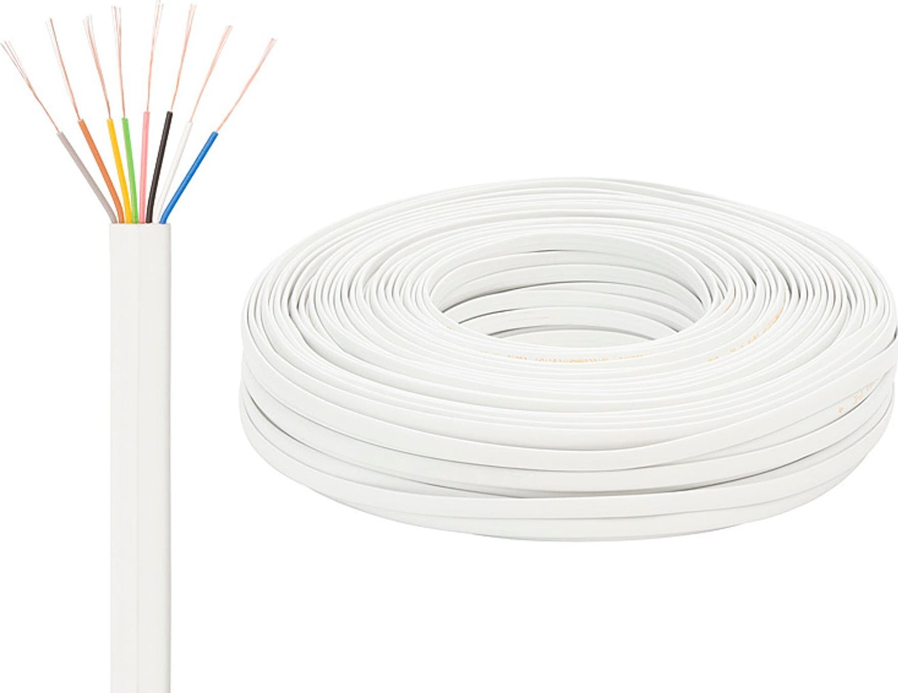 Blow 4121# Przew.telef.pł.kp-8/100m biały