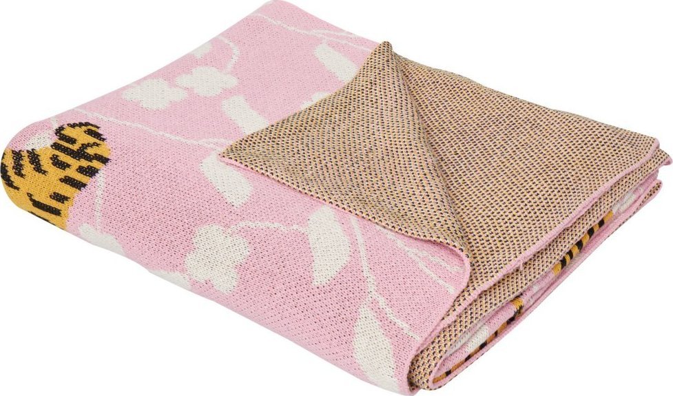 Beliani Koc bawełniany dla dzieci w tygrysy 130 x 170 cm różowy NERAI