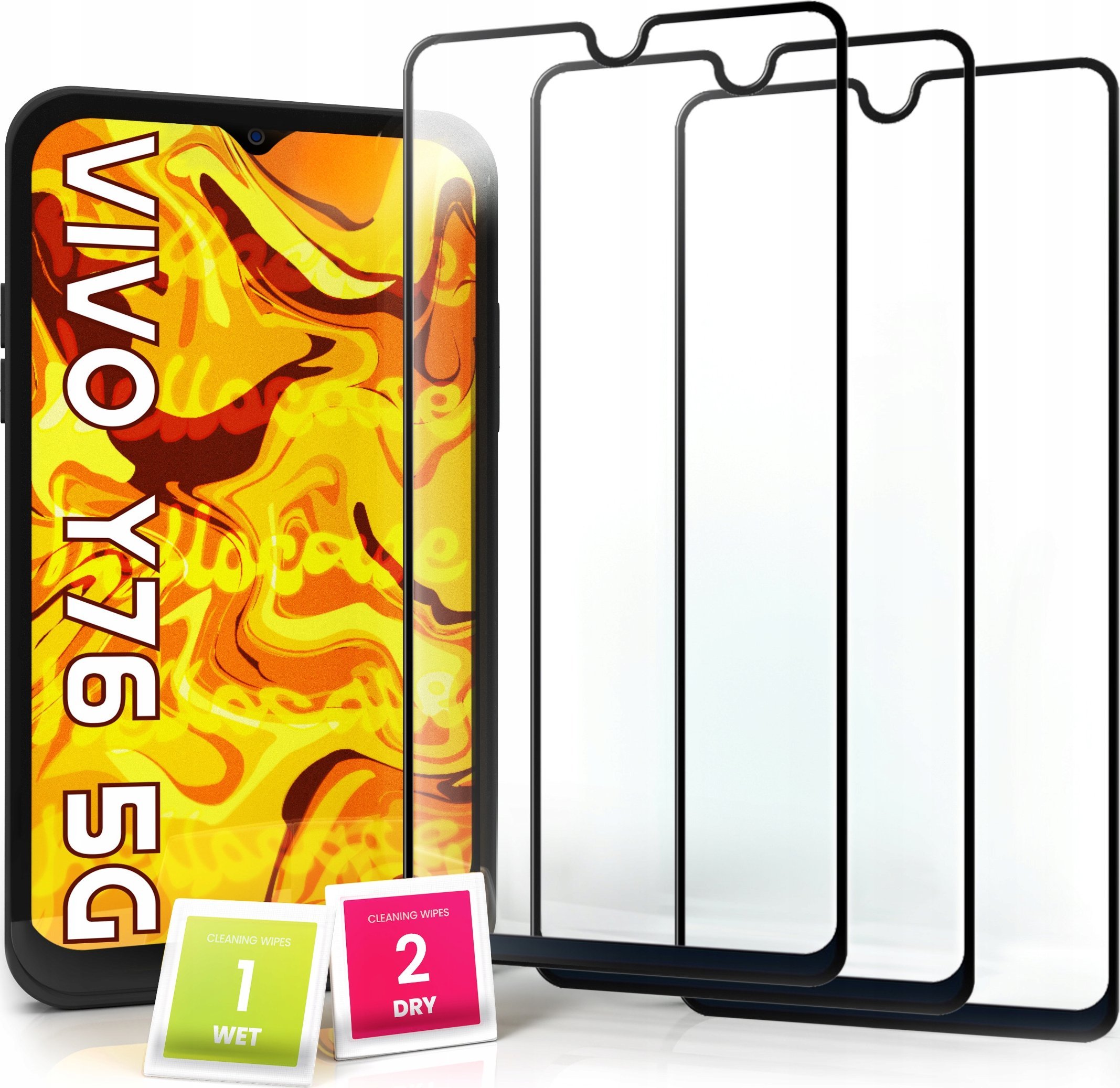 Hello Case 3-pak SZKŁO HARTOWANE DO Vivo Y76 na cały ekran 9H ochronne 5D