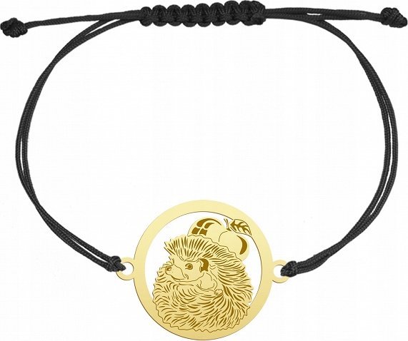 Radziszewska Jewellery Złota Bransoletka z Jeżem Sznurek Srebro 925 Dedykacja Prezent Biżuteria