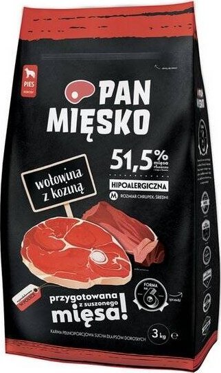 Pan Mięsko Karma sucha dla psa Wołowina z koziną (dorosły) chrupki M 3kg