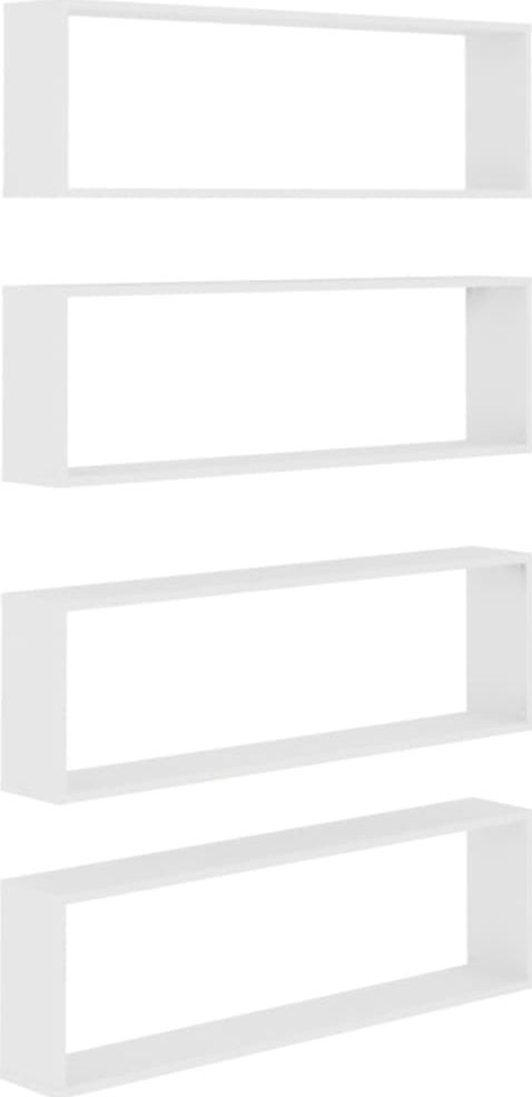 vidaXL Półki ścienne kostki, 4 szt., białe, 100x15x30 cm, płyta