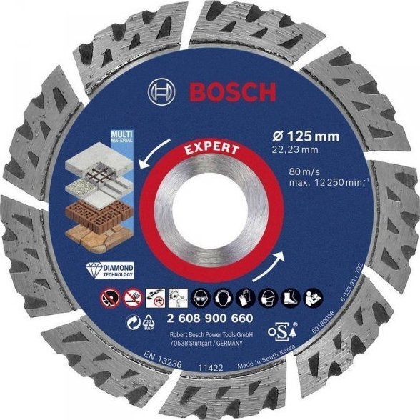 Bosch Diamentowa tarcza tnąca EXPERT MultiMaterial 125 x 22,23 x 2,2 x 12 mm 2608900660