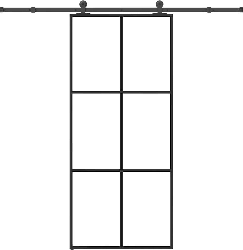 vidaXL vidaXL Drzwi przesuwne z osprzętem, 90x205 cm, szkło ESG i aluminium