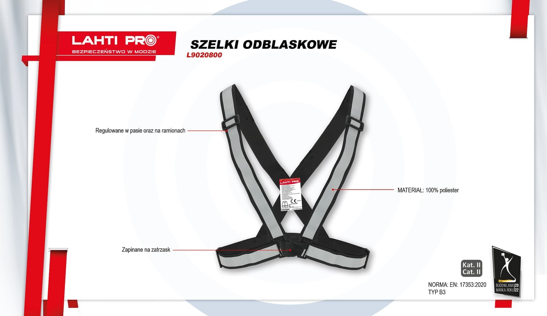 Lahti Pro SZELKI ODBLASKOWE ELASTYCZNE, CZARNE, CE, LAHTI