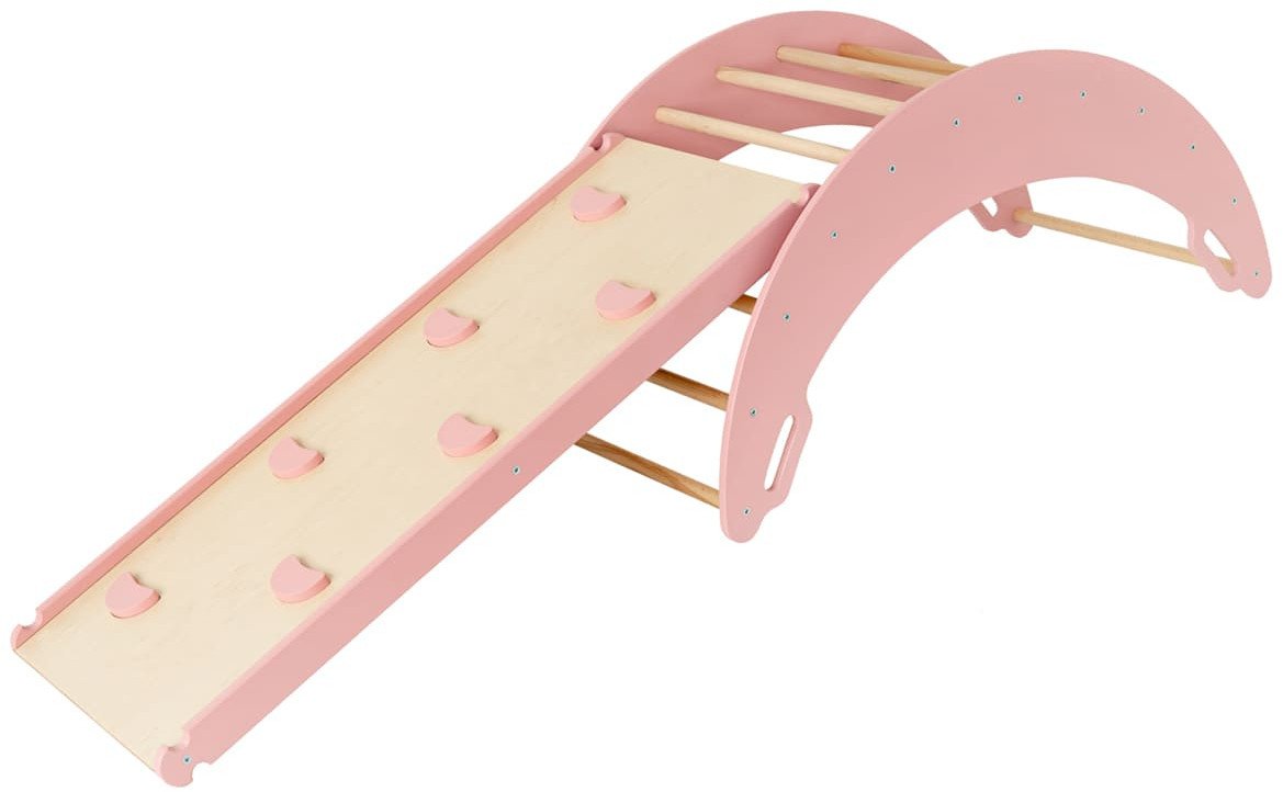 Plac zabaw do domu Moon Plus | różówy | Bujak + zjeżdżalnia 2w1