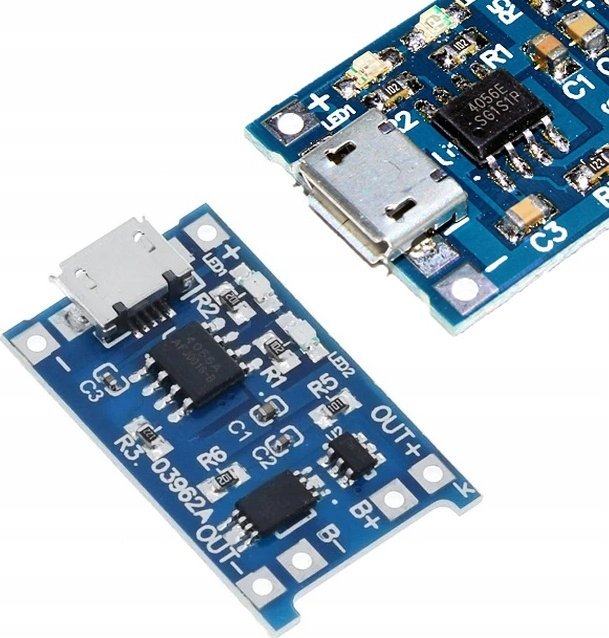 Rosfix ŁADOWARKA AKUMULATORÓW LI-ION TP4056 Z MICROUSB 5V 1A Z ZABEZPIECZENIEM HQ