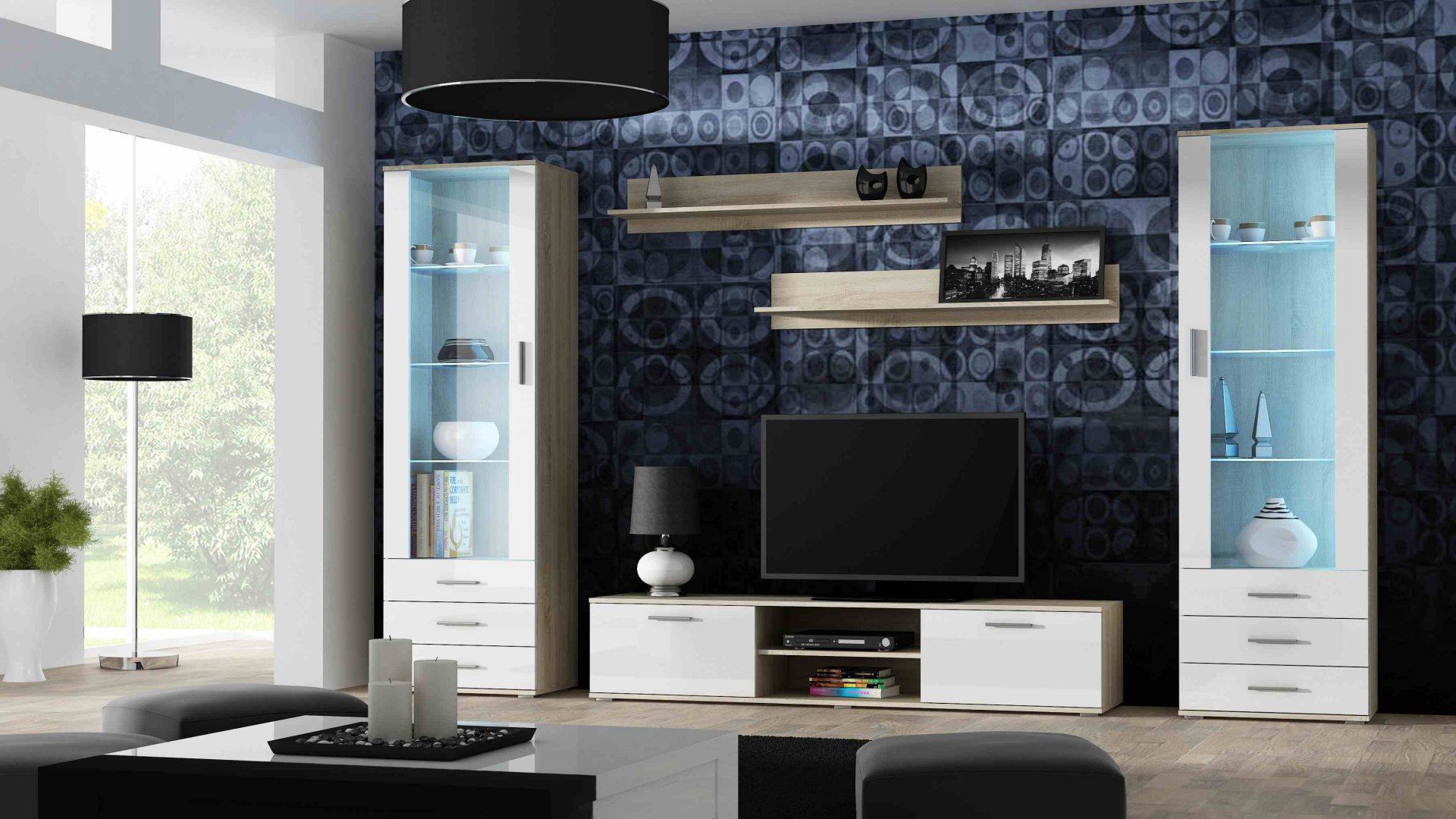 Cama Meble Cama MEBLE Zestaw SOHO 4 (RTV180 + 2xWit S1 + Półki) DS/BI POŁ