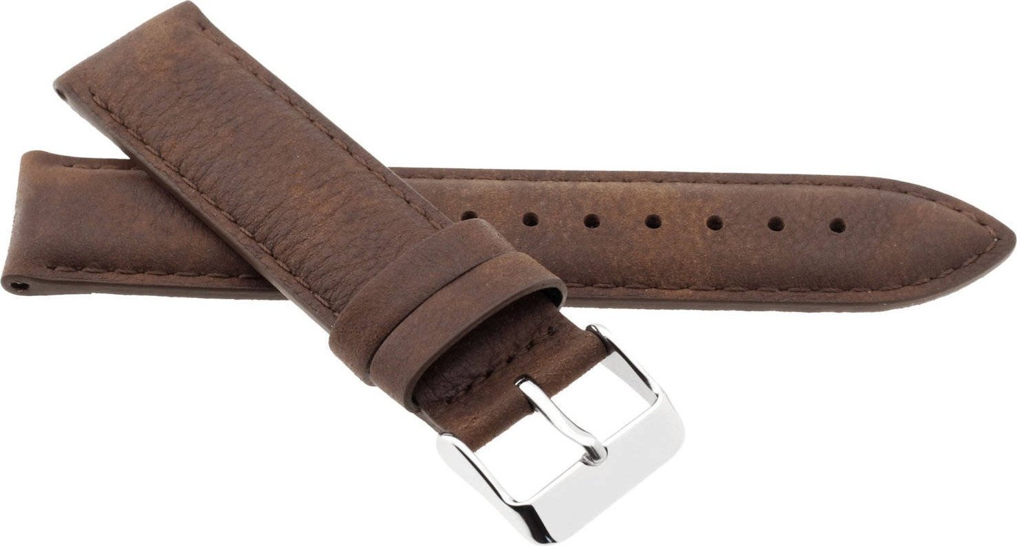 JVD Skórzany pasek do zegarka 22 mm JVD R41902-22 ciemnobrązowy