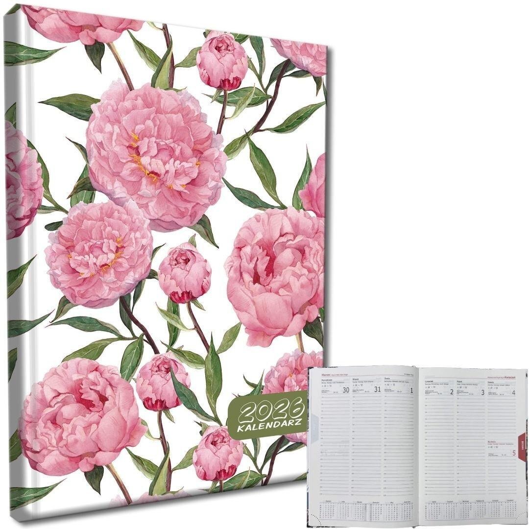 Kalendarz 2026 A5 tygodniowy rozkładówka Peonie