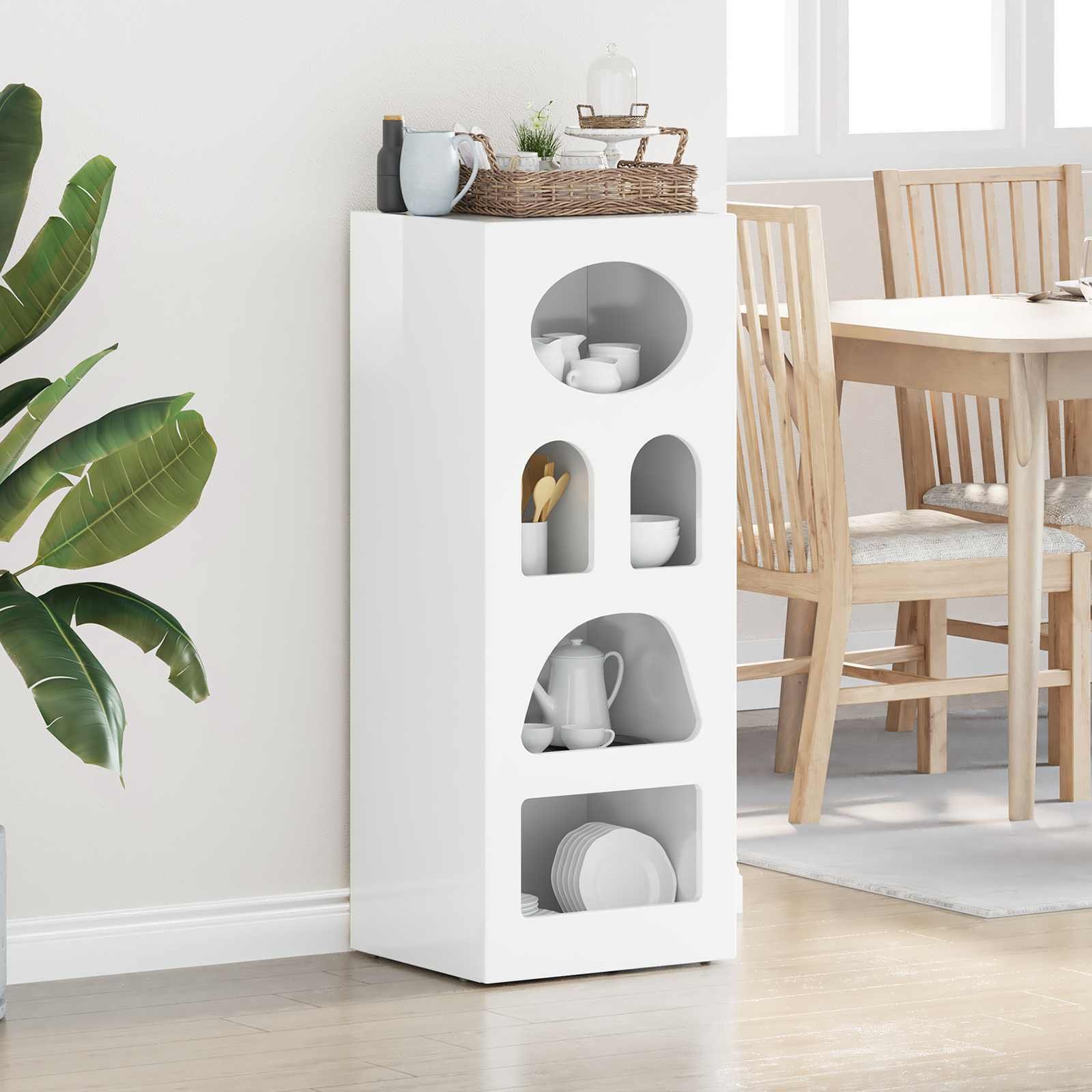 vidaXL Bufet Biały wysoki połysk 40 x 35 x 100,5 cm