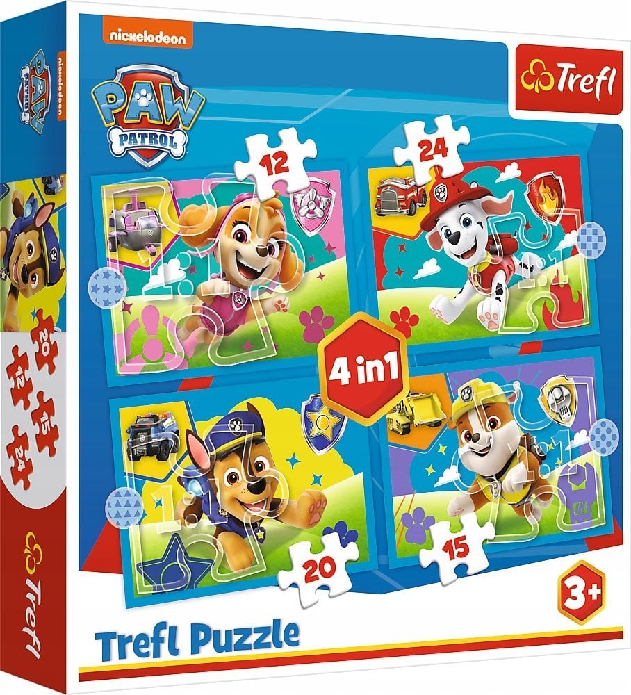 Trefl Puzzle 4w1 Biegnące pieski Psi Patrol (Paw Patrol)