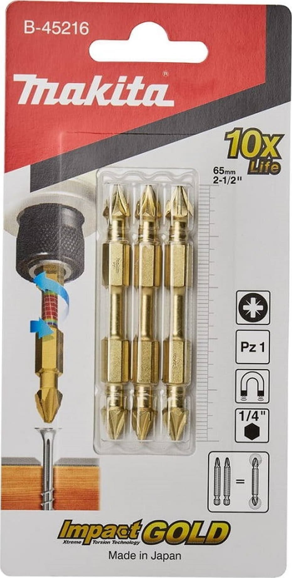 Makita KONCOWKA WKRETAKOWA PODWOJNA IG PZ1 65MM 3SZT