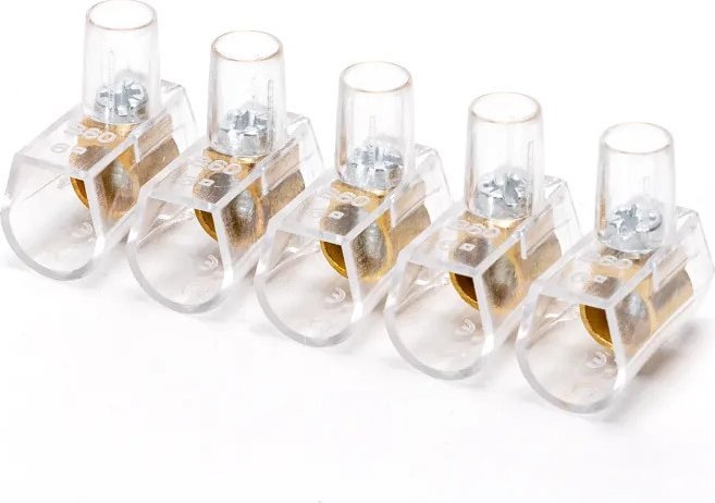 Aigostar Listwy zaciskowe PC5 6 mm 5 szt., przezroczyste i mosiężne Listwy zaciskowe PC5 6 mm 5 szt., przezroczyste i mosiężne