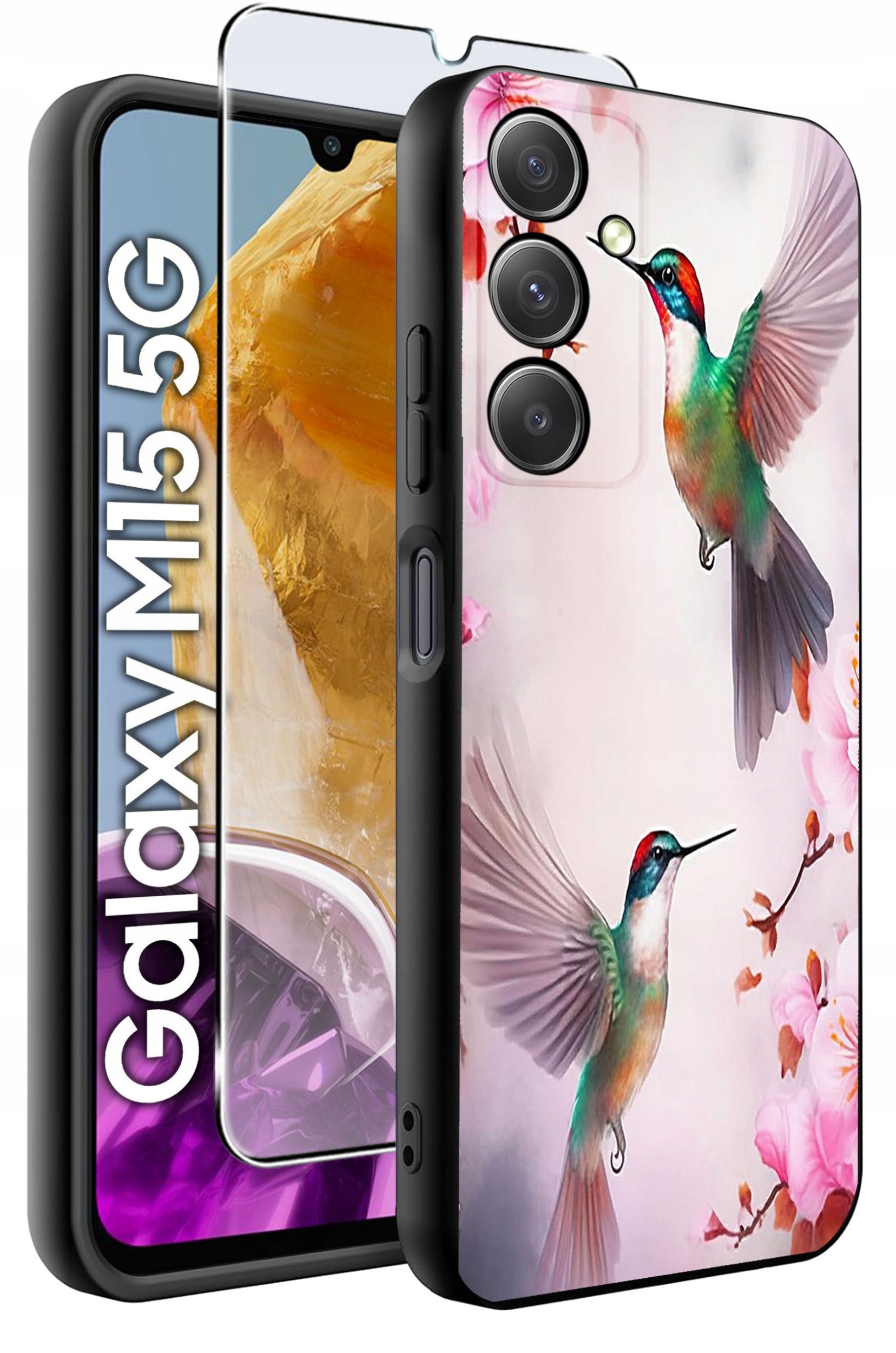 ETUI do Samsung M15 5G WZORY | SILIKONOWE MATT CASE + SZKŁO HARTOWANE 9H