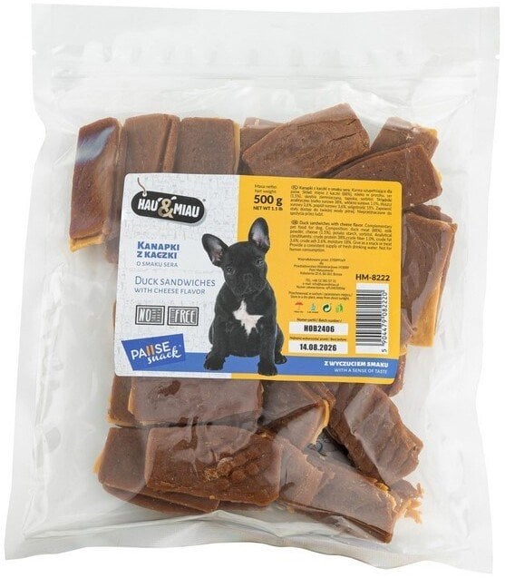 Pausesnack przysmak dla psa, kanapki z kaczki o smaku sera, 500g