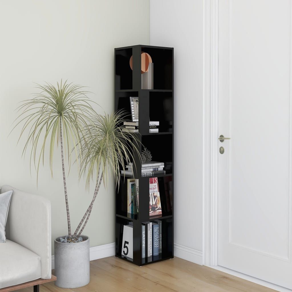 vidaXL Szafka narożna, czarna, 33x33x164,5 cm, płyta wiórowa