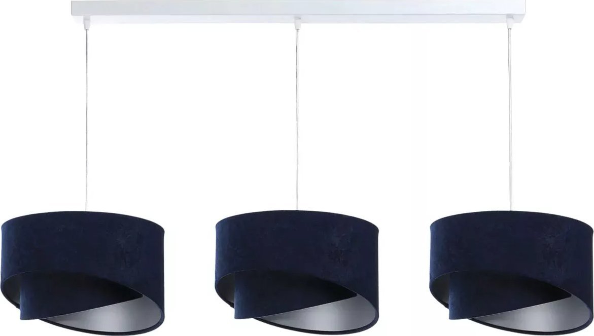 Lampa wisząca Lumes Granatowa potrójna lampa wisząca welurowa - S509-Herva
