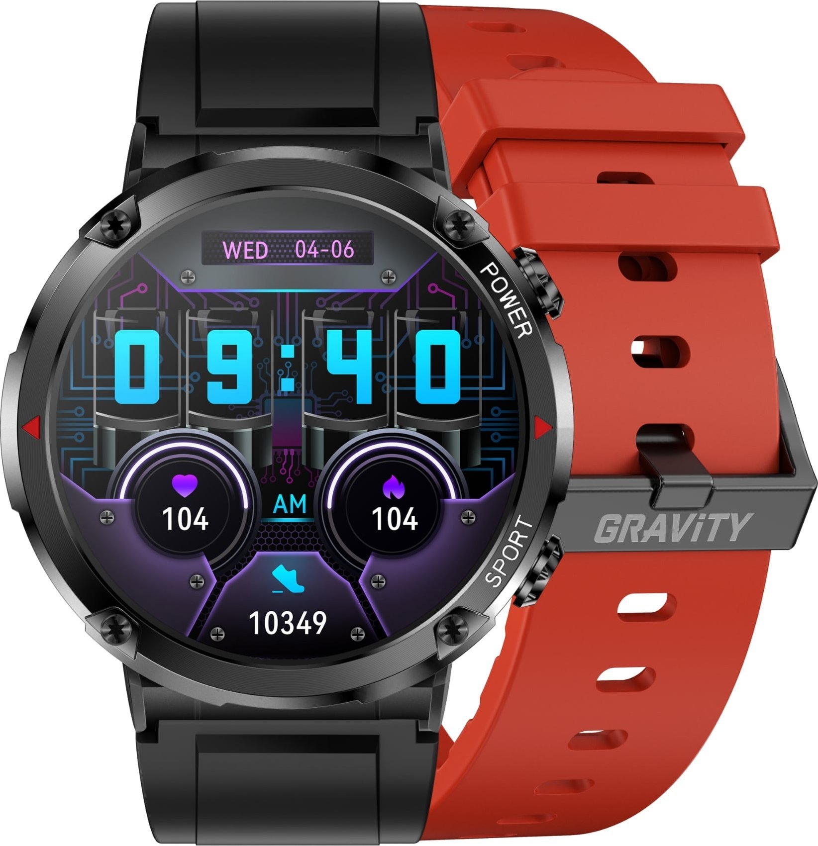 Smartwatch Gravity Zegarek męski SMARTWATCH GRAVITY GT21-6 BK/RD/BK