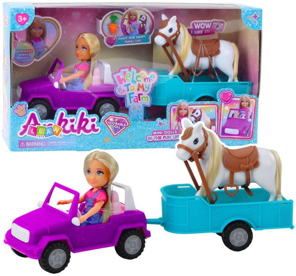Zestaw Laleczka Ankiki Samochód Kabriolet Z Przyczepą Koń