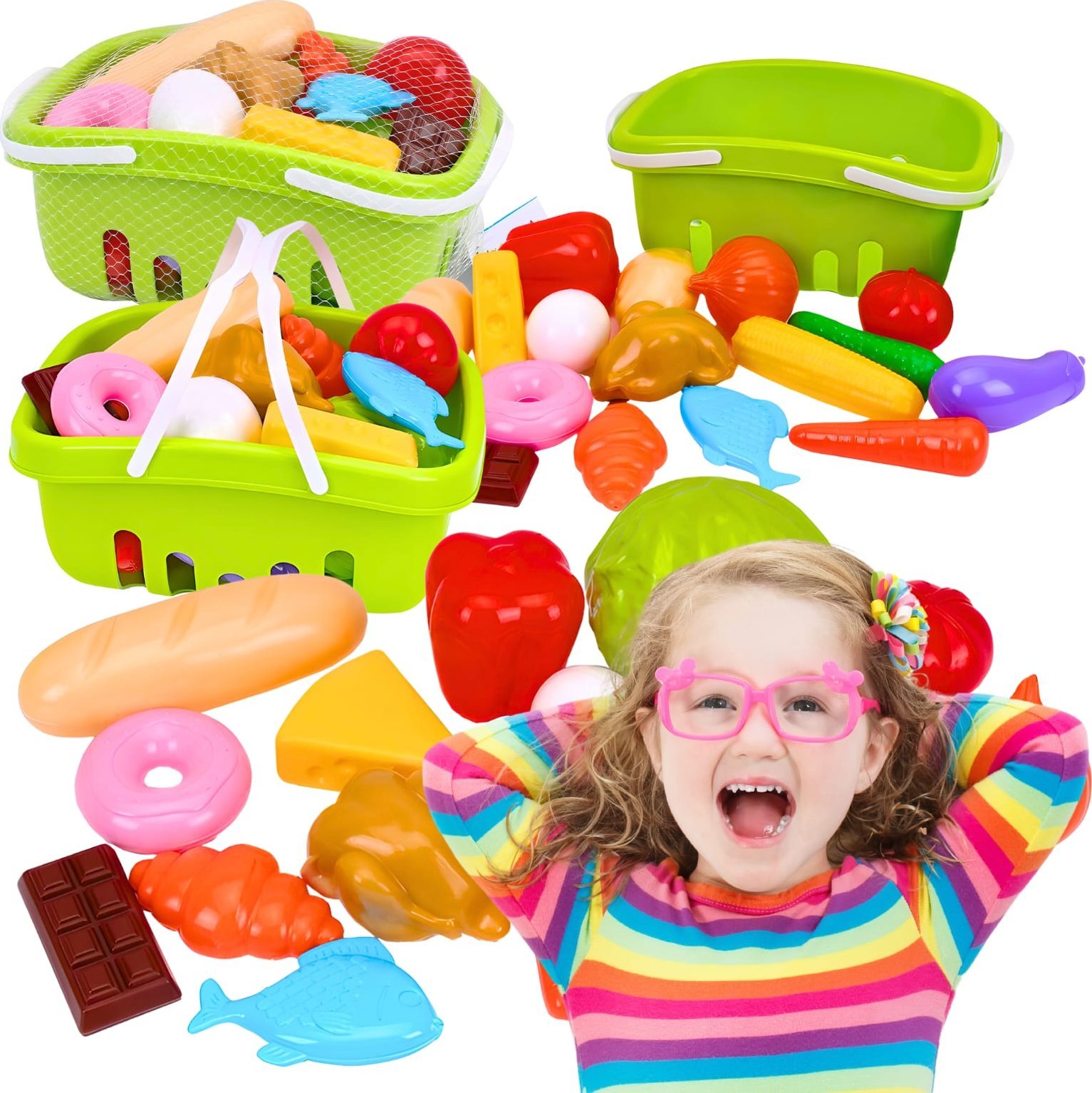 Koszyk Sklepowy Z Zestawem Produktów Spożywczych Koszyczek Zabawa W Sklep