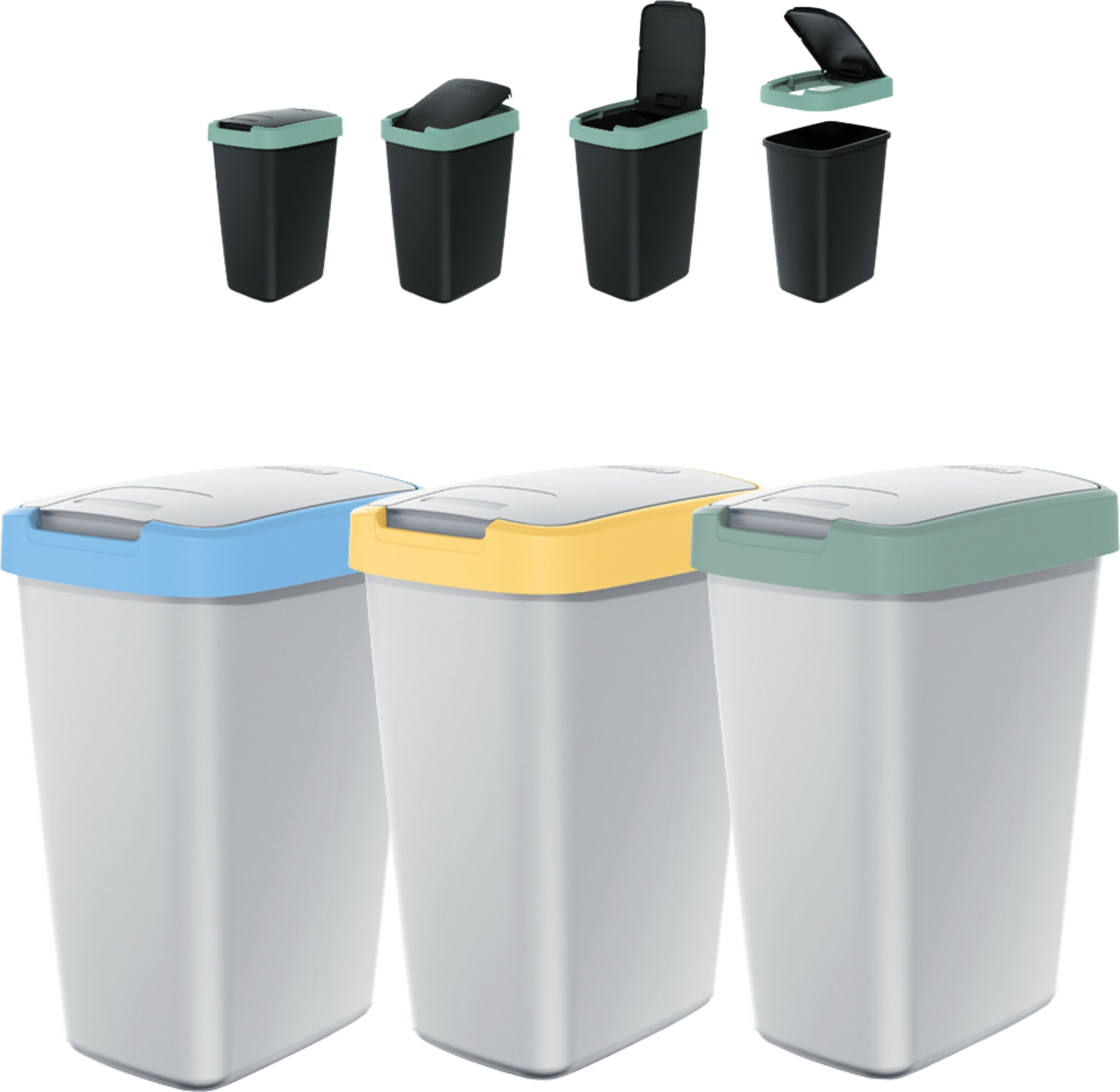 Kosz na śmieci Prosperplast 3x Kosz na śmieci 12l COMPACTA Zestaw do sortowania