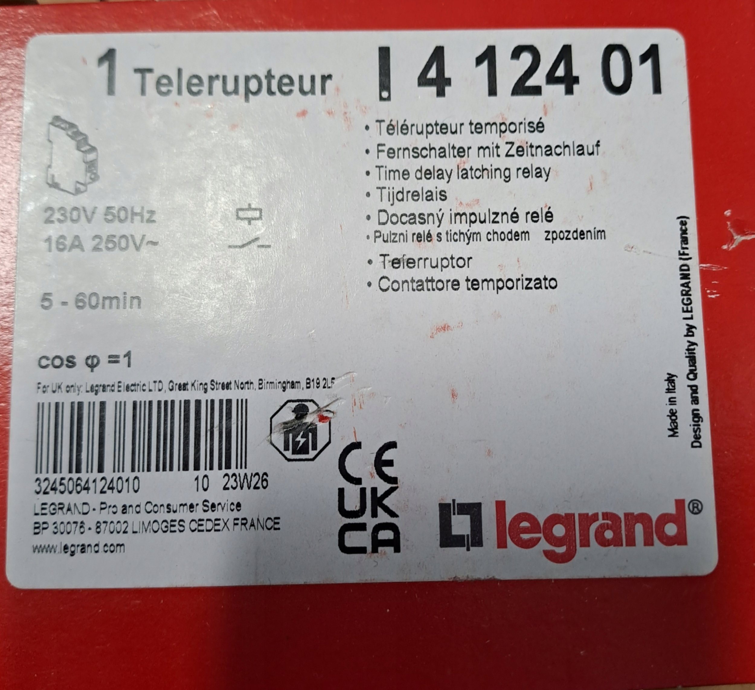 Przewód Legrand Przekaźnik PB 441 230VAC 1NO cichy z opóźnieniem czasowym 412401