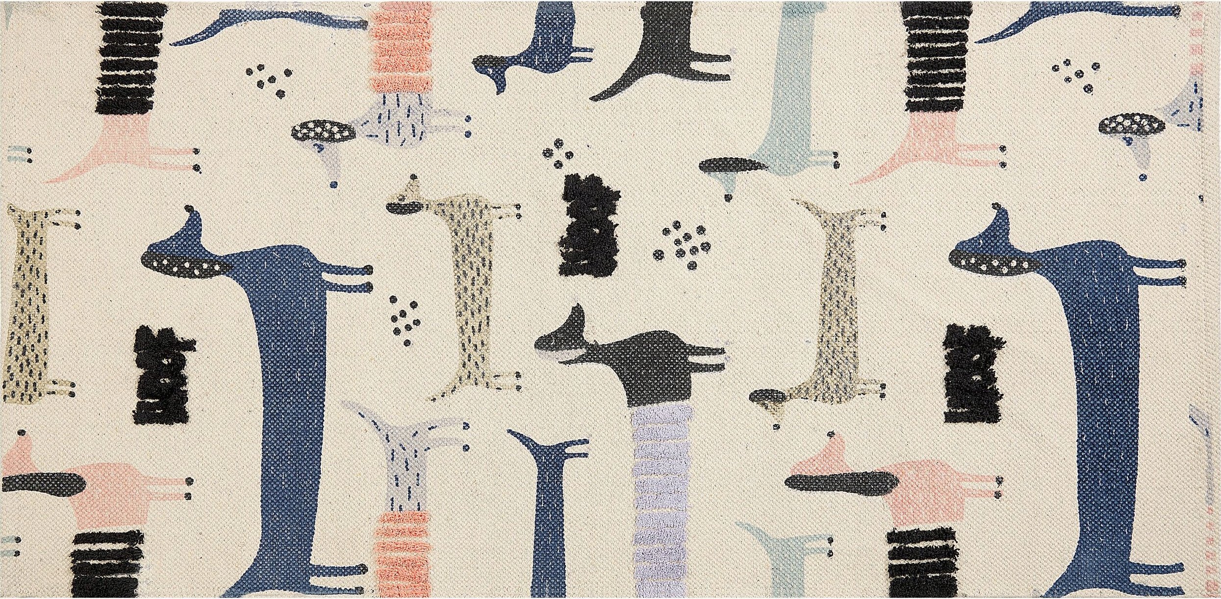 Beliani Dywan dziecięcy bawełniany wzór w psy 80 x 150 cm wielokolorowy TEMIAJ