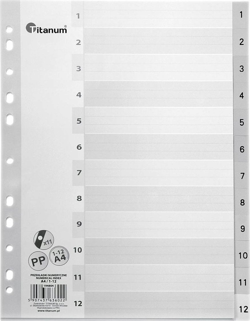 Teka Przekładki A4 1-12