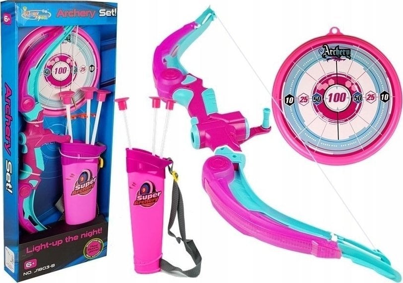 LeanToys Łuk z Tarczą + 3 Strzały na Przyssawki Różowy