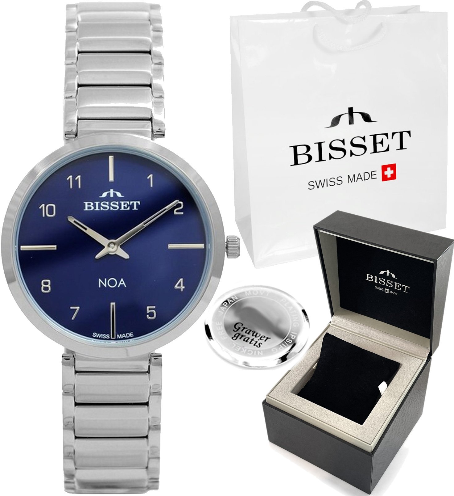 Zegarek Bisset Szwajcarski zegarek damski NOA z GRAWEREM