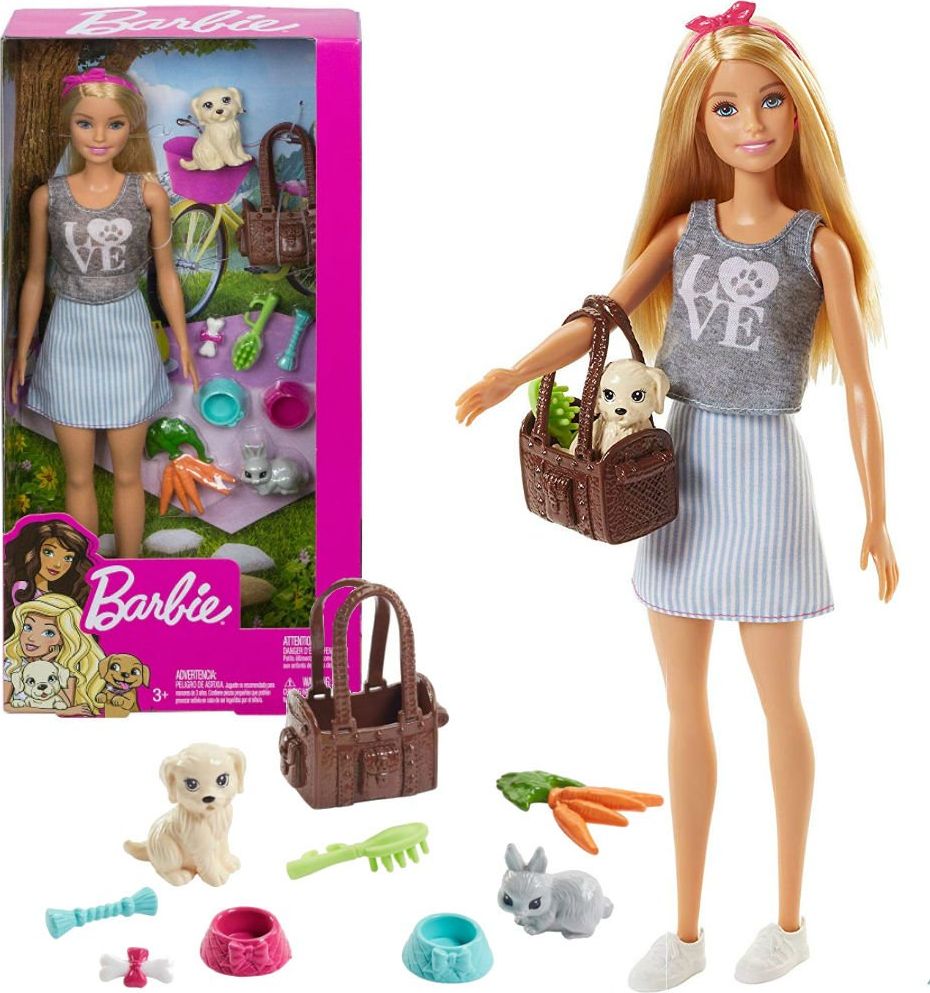 Lalka Barbie Mattel ze zwierzątkami (FPR48)