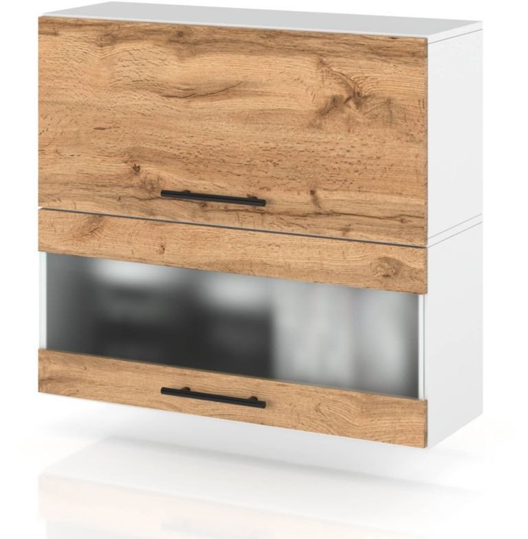 szafka kuchenna wisząca witryna ze szkłem klapowa 80cm spremium dąb wotan