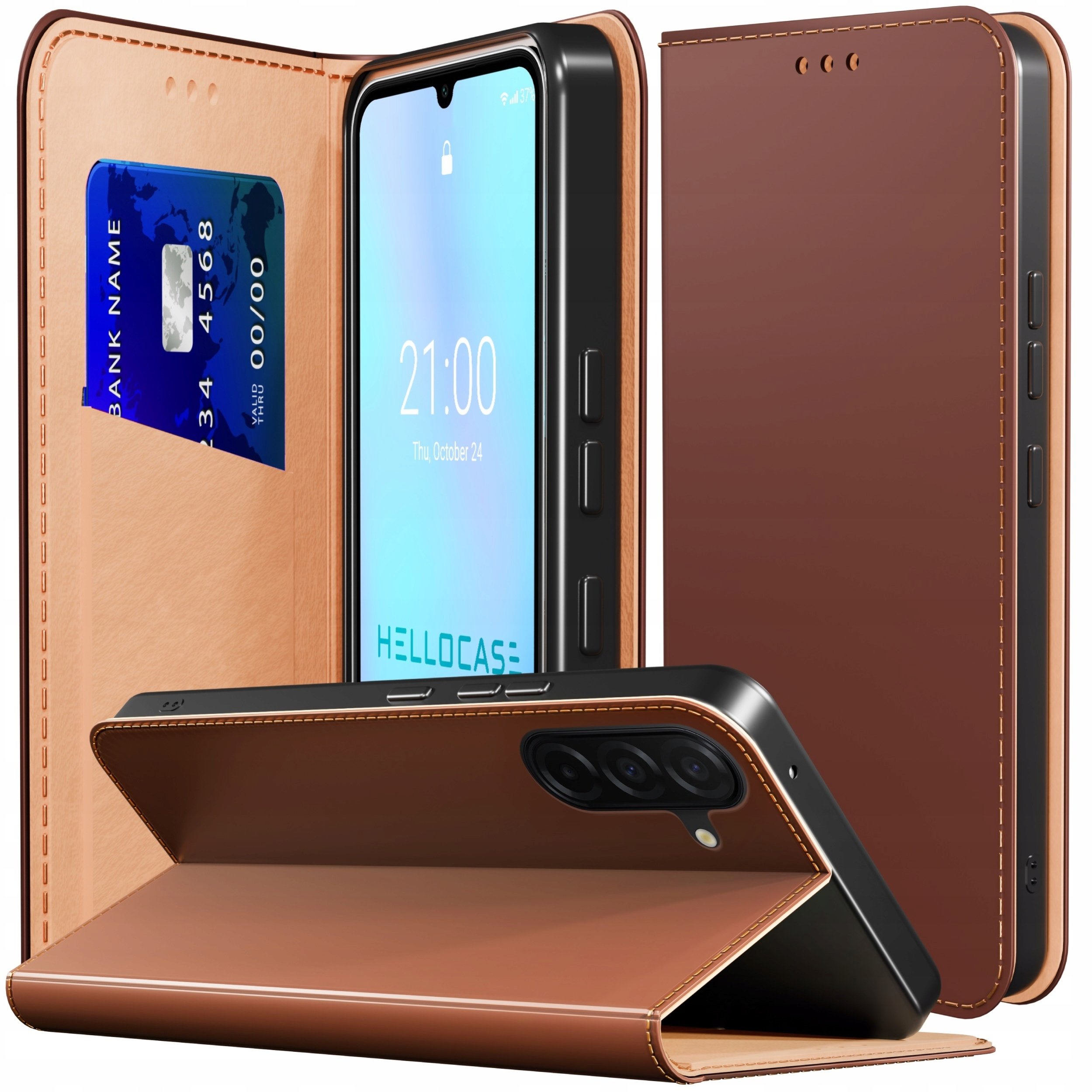 Hello Case Etui z Klapką do Samsung Galaxy A26 5G Magnetyczne Brązowe