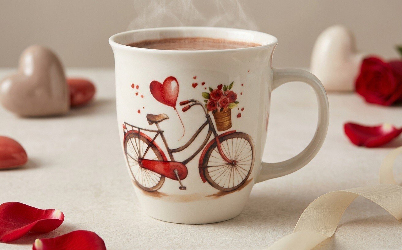 Kubek porcelanowy 650 ml Rower serce