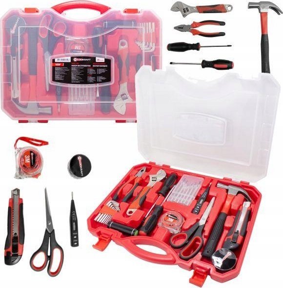 Zestaw narzędzi Forcekraft Zestaw narzędziowy 26 el. Kombinerki wkrętaki młotek